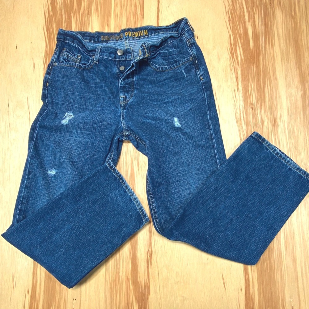 Tommy Hilfiger Jeans Men's 33x30 Blue Denim Straight‎ Fit Distressed